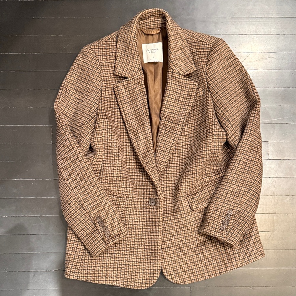 Abercrombie & Fitch Brown Plaid Blazer